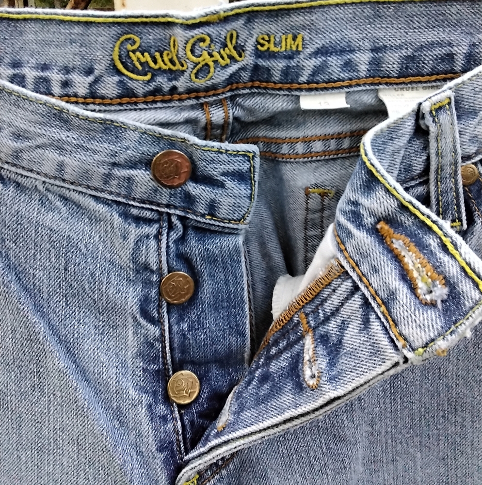 Cruel Girl Classic Blue Button-Fly Jeans 13 Long